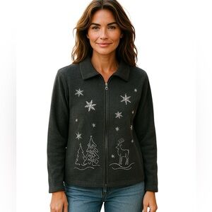 Carroll Reed Sweater Women Sweater Cardigan 3XL Xmas Full Zip